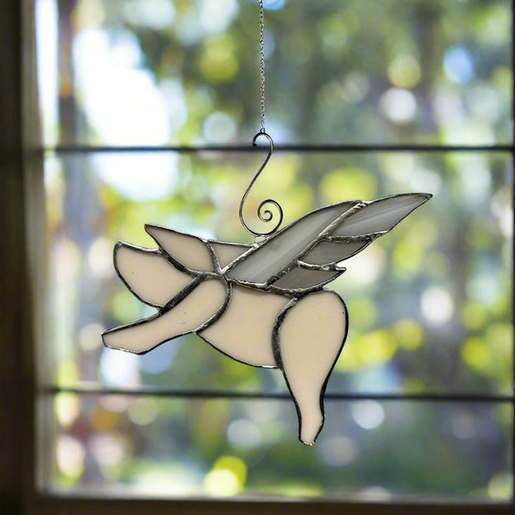 Stained glass flying pig