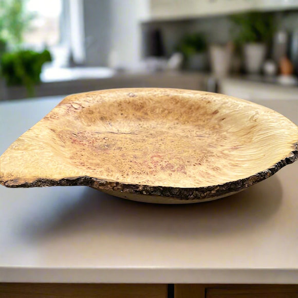 Live-edge Box Elder Maple Burl Bowl (Shallow)