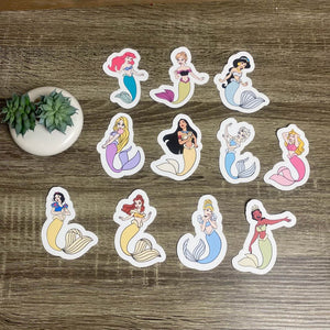 Set of 11 Mermaid Princesses Vinyl Stickers/Decals