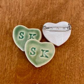 Green SK Heart Pin