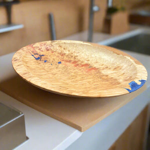 Live-edge Box Elder Maple Burl & Resin Bowl (Shallow)