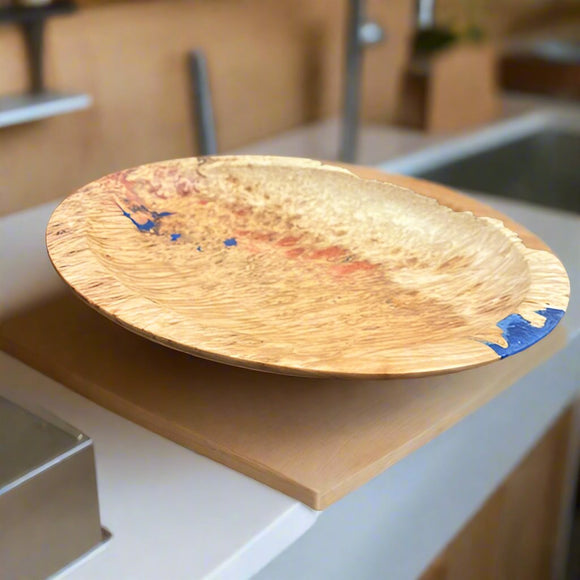 Live-edge Box Elder Maple Burl & Resin Bowl (Shallow)